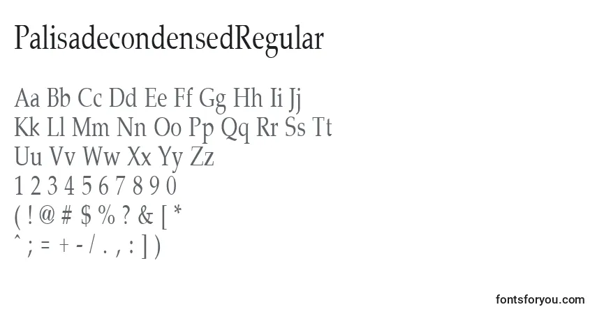 A fonte PalisadecondensedRegular – alfabeto, números, caracteres especiais