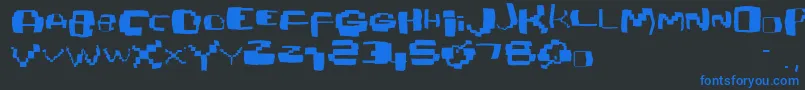 Damagedpixfont-Schriftart – Blaue Schriften auf schwarzem Hintergrund