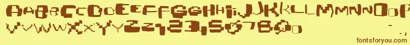 Damagedpixfont Font – Brown Fonts on Yellow Background