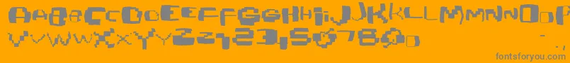 フォントDamagedpixfont – オレンジの背景に灰色の文字