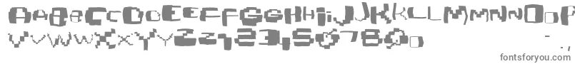 フォントDamagedpixfont – 白い背景に灰色の文字