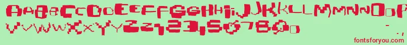 Шрифт Damagedpixfont – красные шрифты на зелёном фоне
