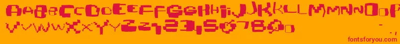 Damagedpixfont Font – Red Fonts on Orange Background