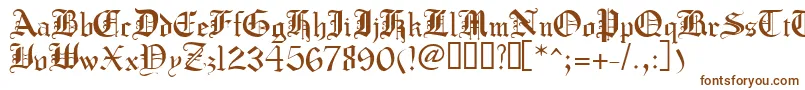 Crusadergothic-Schriftart – Braune Schriften auf weißem Hintergrund