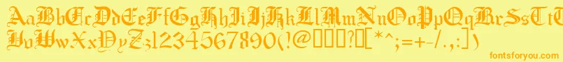 フォントCrusadergothic – オレンジの文字が黄色の背景にあります。