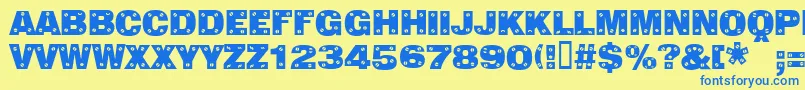 Sans Plate Caps Font – Blue Fonts on Yellow Background