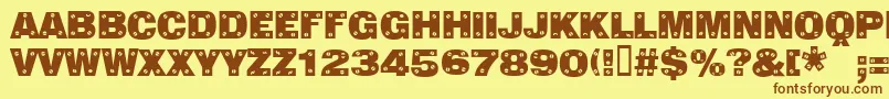 Sans Plate Caps Font – Brown Fonts on Yellow Background