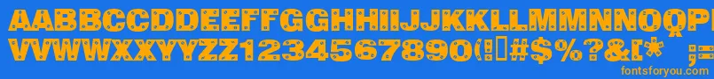 Sans Plate Caps Font – Orange Fonts on Blue Background