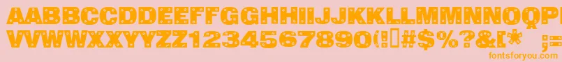 Sans Plate Caps-Schriftart – Orangefarbene Schriften auf rosa Hintergrund