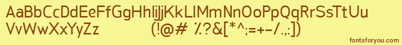 Weitere Informationen zur SanFredianoRegular-Schriftart SanFredianoRegular-Schriftart – Braune Schriften auf gelbem Hintergrund
