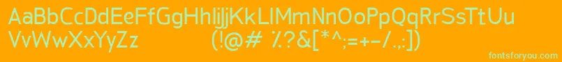 Weitere Informationen zur SanFredianoRegular-Schriftart SanFredianoRegular-Schriftart – Grüne Schriften auf orangefarbenem Hintergrund