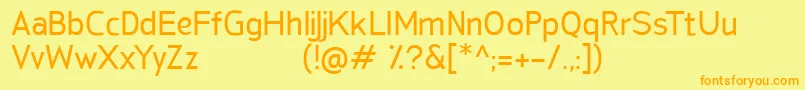 Weitere Informationen zur SanFredianoRegular-Schriftart SanFredianoRegular-Schriftart – Orangefarbene Schriften auf gelbem Hintergrund