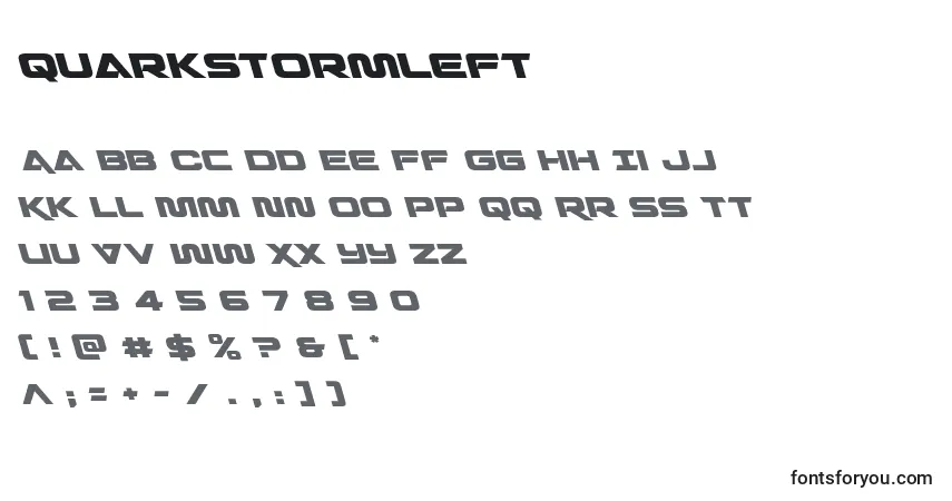 Schriftart Quarkstormleft – Alphabet, Zahlen, spezielle Symbole