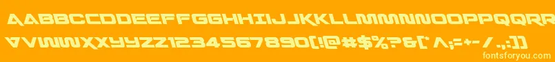 Quarkstormleft-Schriftart – Gelbe Schriften auf orangefarbenem Hintergrund