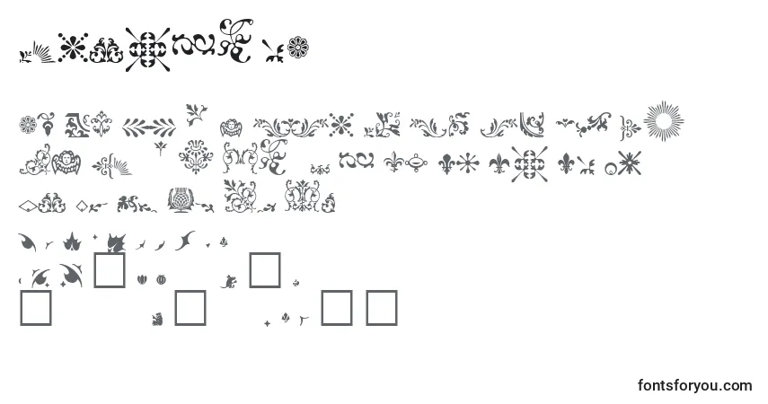 Шрифт FleuronsA – алфавит, цифры, специальные символы