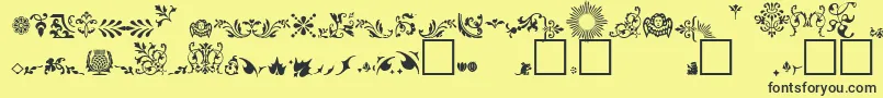 FleuronsA Font – Black Fonts on Yellow Background