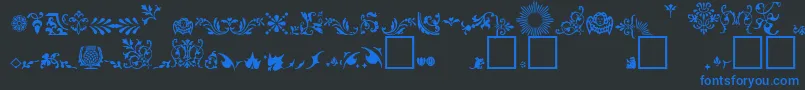 フォントFleuronsA – 黒い背景に青い文字