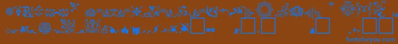 フォントFleuronsA – 茶色の背景に青い文字