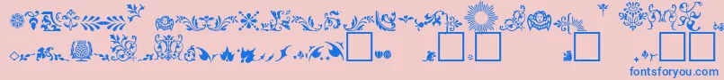 FleuronsA Font – Blue Fonts on Pink Background
