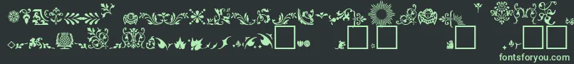 Weitere Informationen zur FleuronsA-Schriftart FleuronsA-Schriftart – Grüne Schriften auf schwarzem Hintergrund