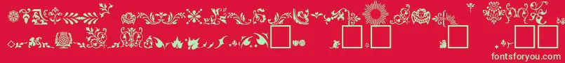 FleuronsA Font – Green Fonts on Red Background