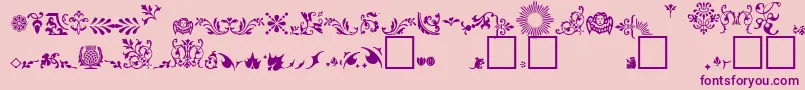 Więcej informacji o czcionce FleuronsA Czcionka FleuronsA – fioletowe czcionki na różowym tle