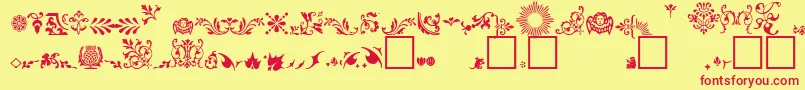 FleuronsA Font – Red Fonts on Yellow Background