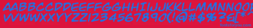 フォントJackArmstrongItalic – 赤い背景に青い文字