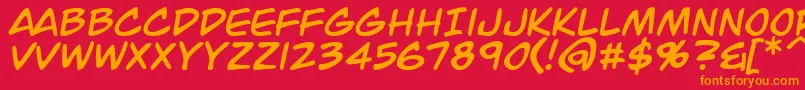 Fonte JackArmstrongItalic – fontes laranjas em um fundo vermelho