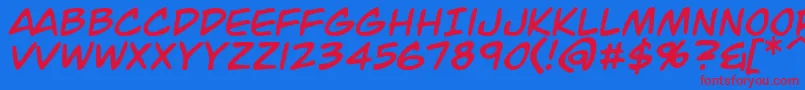フォントJackArmstrongItalic – 赤い文字の青い背景