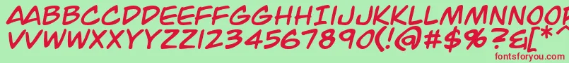 Fonte JackArmstrongItalic – fontes vermelhas em um fundo verde