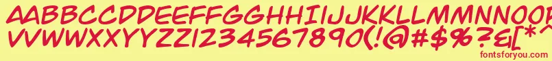 フォントJackArmstrongItalic – 赤い文字の黄色い背景