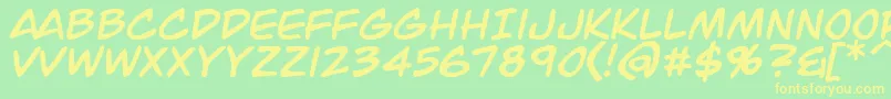 Шрифт JackArmstrongItalic – жёлтые шрифты на зелёном фоне