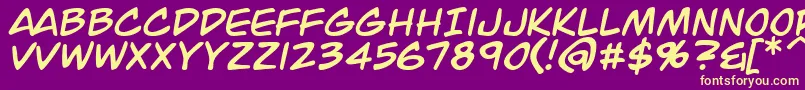 JackArmstrongItalic Font – Yellow Fonts on Purple Background