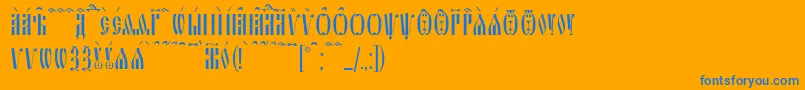 SlavjanicKucs Font – Blue Fonts on Orange Background