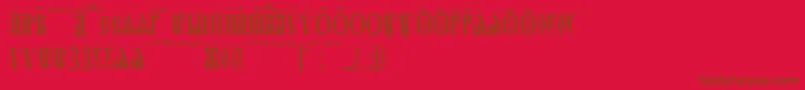 フォントSlavjanicKucs – 赤い背景に茶色の文字