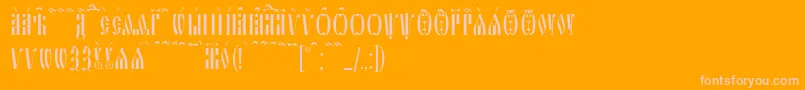 SlavjanicKucs-Schriftart – Rosa Schriften auf orangefarbenem Hintergrund