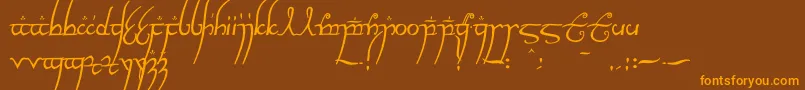 Elvishringnfi Font – Orange Fonts on Brown Background