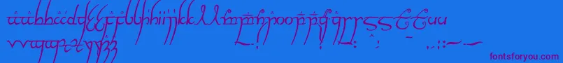 Elvishringnfi-Schriftart – Violette Schriften auf blauem Hintergrund