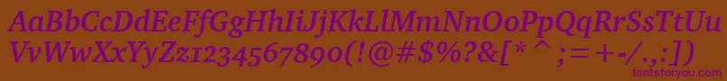 CharterBdOsItcTtBolditalic Font – Purple Fonts on Brown Background