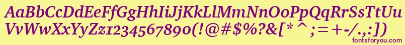 CharterBdOsItcTtBolditalic Font – Purple Fonts on Yellow Background