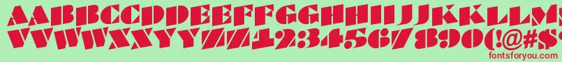 Fonte BraggatitulspupRegular – fontes vermelhas em um fundo verde