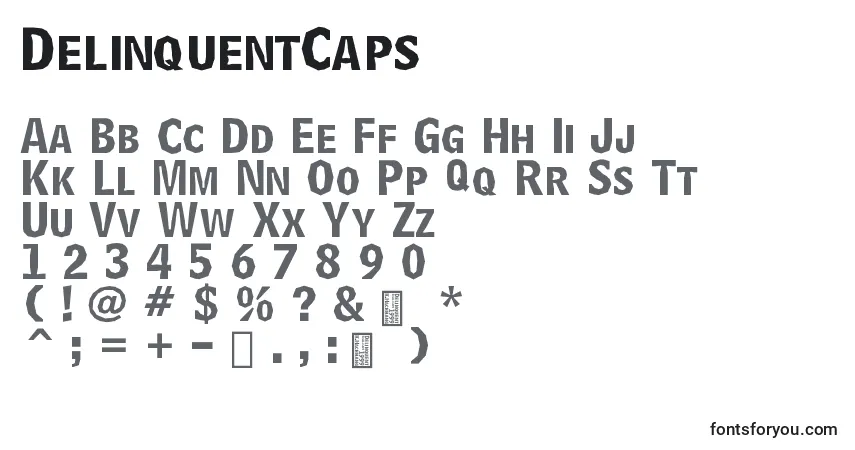 DelinquentCaps-fontti – aakkoset, numerot, erikoismerkit