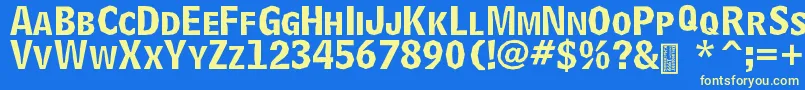 DelinquentCaps Font – Yellow Fonts on Blue Background