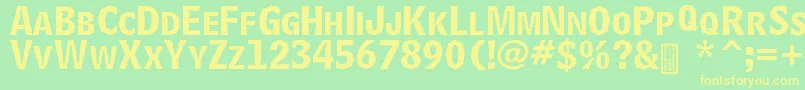 フォントDelinquentCaps – 黄色の文字が緑の背景にあります