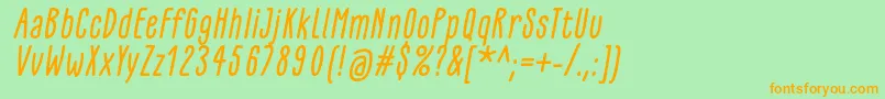 GlaresomeItalic Font – Orange Fonts on Green Background