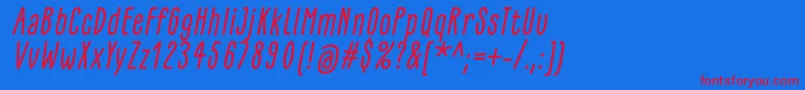 Fonte GlaresomeItalic – fontes vermelhas em um fundo azul