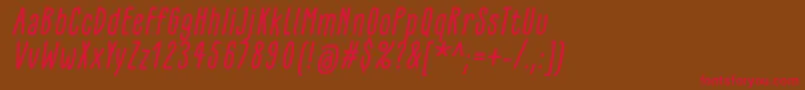 フォントGlaresomeItalic – 赤い文字が茶色の背景にあります。