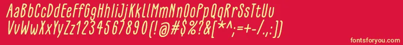 Fonte GlaresomeItalic – fontes amarelas em um fundo vermelho