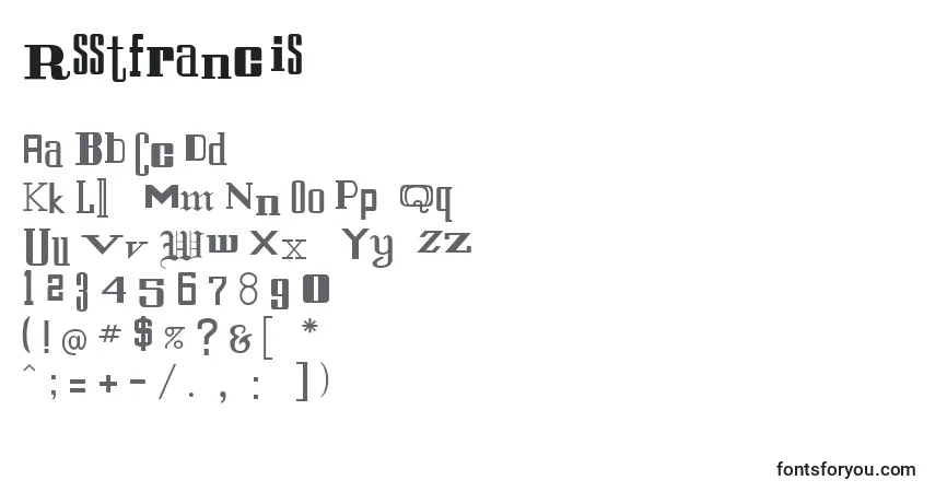 A fonte Rsstfrancis – alfabeto, números, caracteres especiais